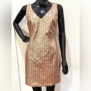 Badgley Mischka Gold Sequin Sleeveless Mini Dress